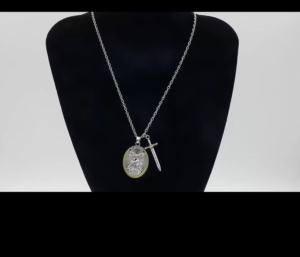 St. Michael Protection Shield Necklace – Guardian Angel Faith Pendant with Sword