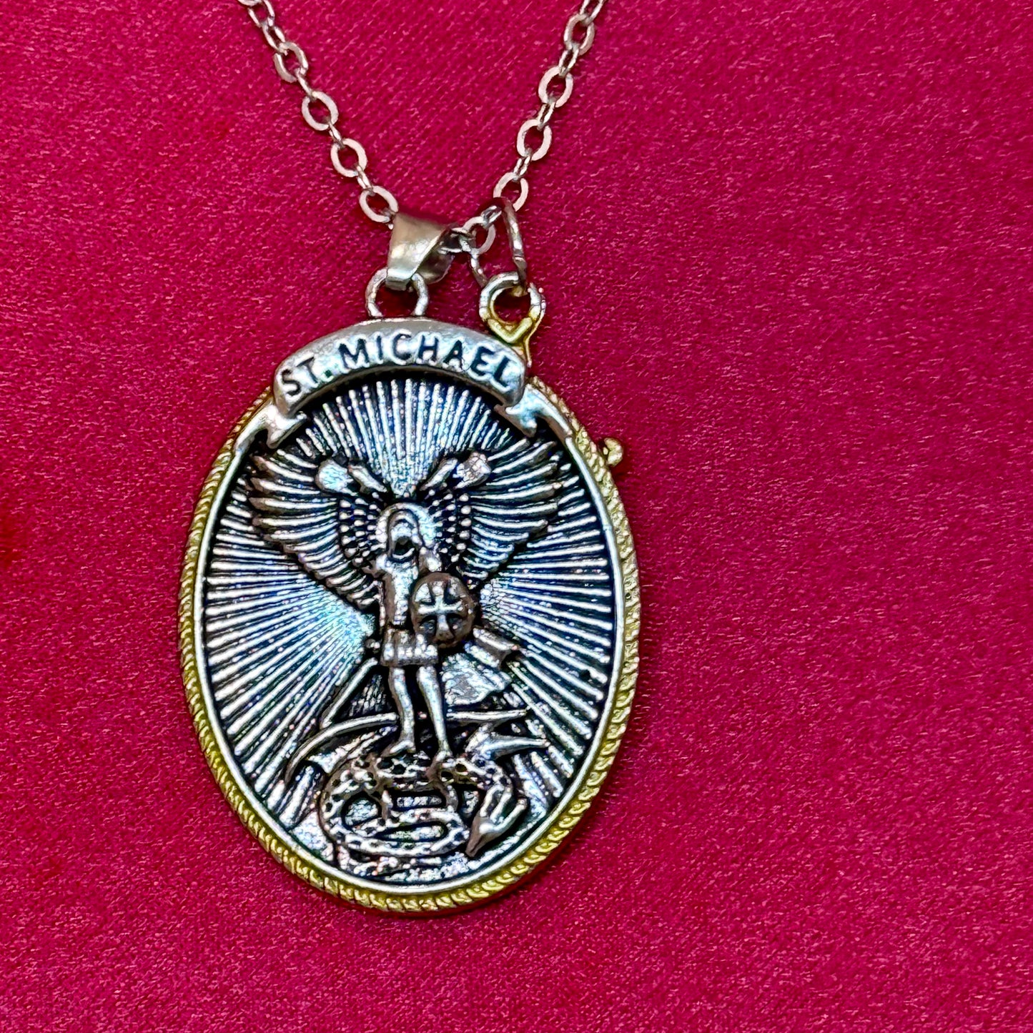 St. Michael Protection Shield Necklace – Guardian Angel Faith Pendant with Sword