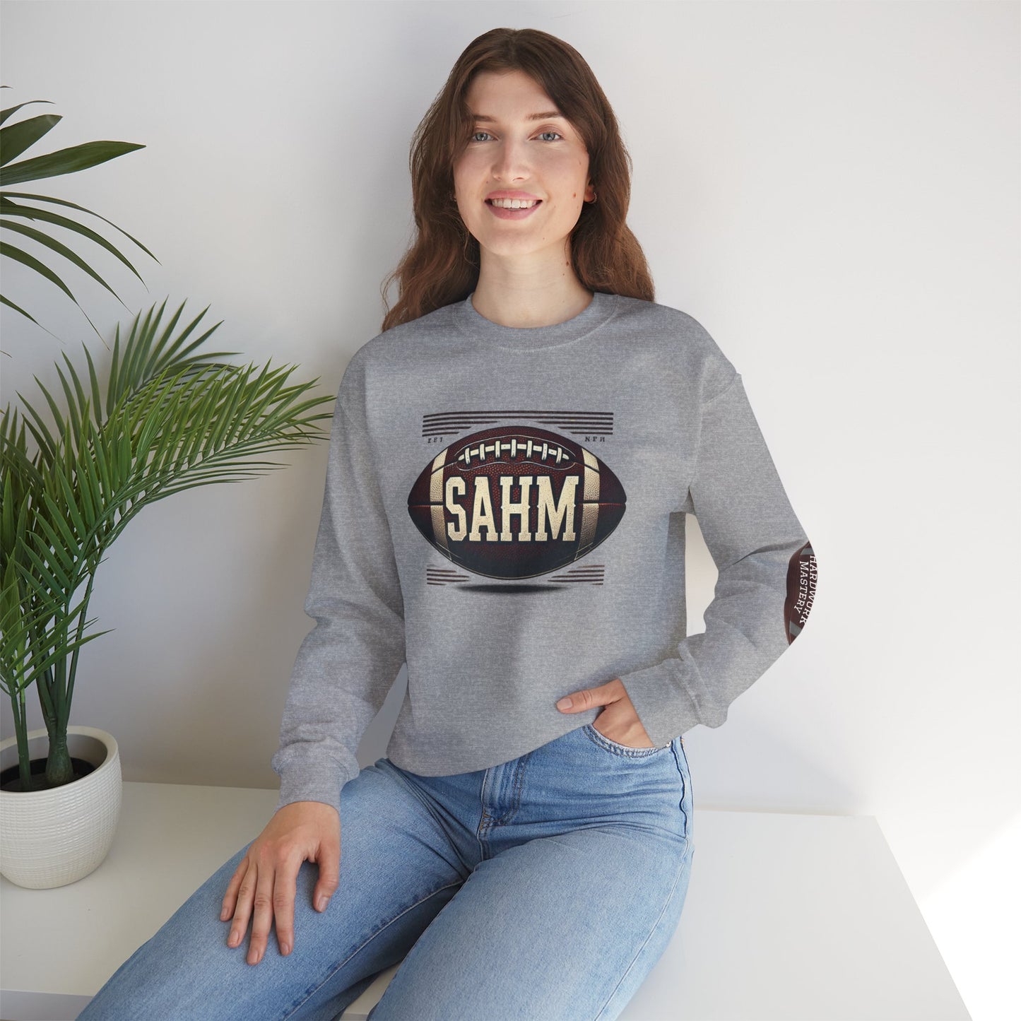 Football Sweatshirt “SAHM: Speed Agility Hardwork Mastery” - A Tribute of Achievement for Every Mom!