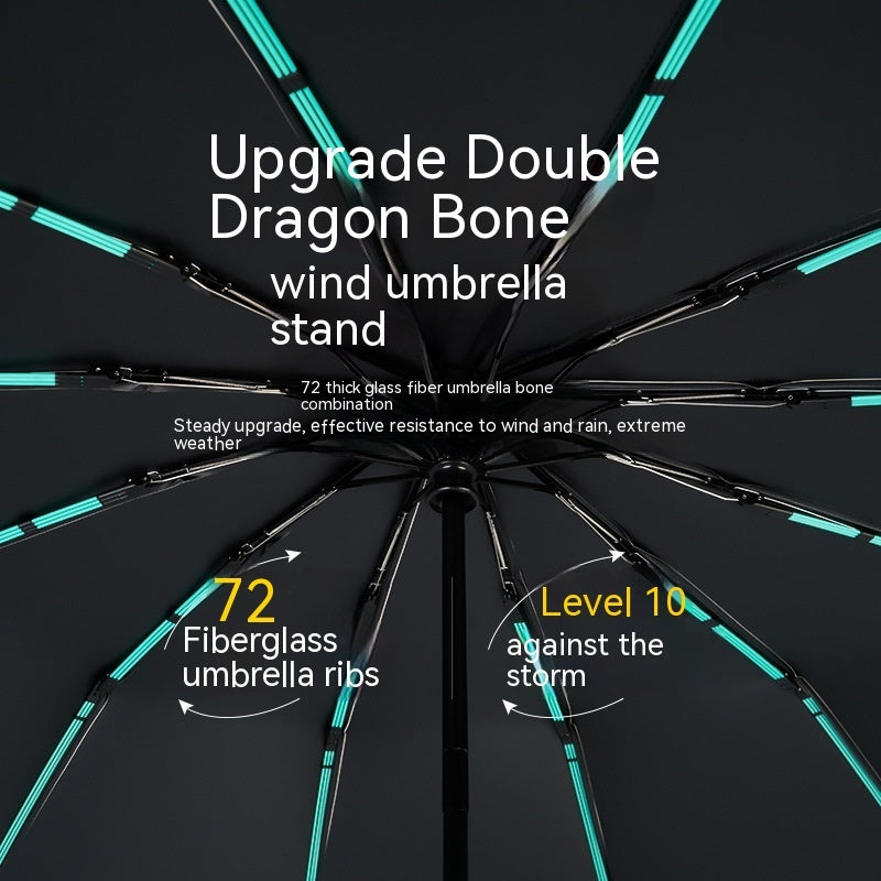 Portable Automatic Vinyl Lightweight Umbrella with Buckle - Plus-Size Cover Windproof Design