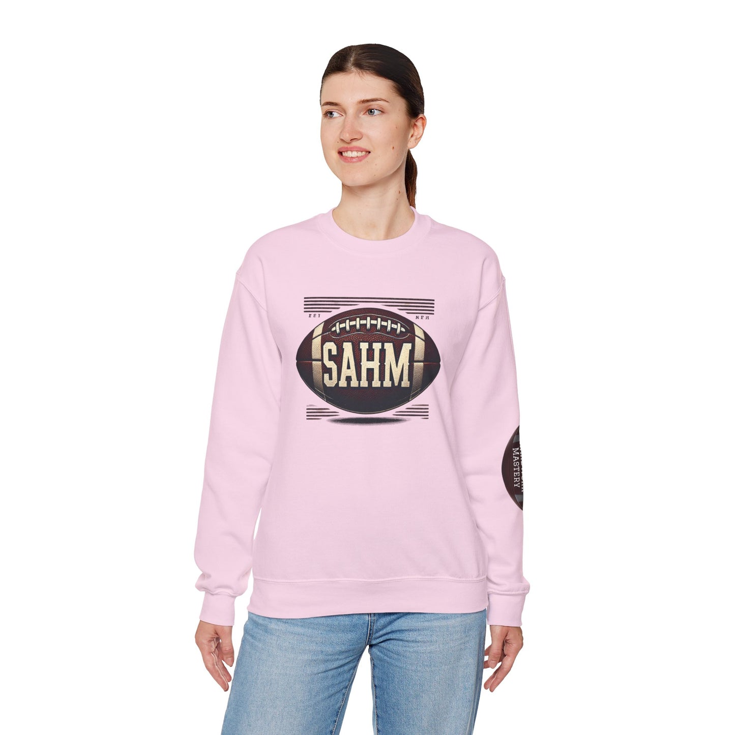 Football Sweatshirt “SAHM: Speed Agility Hardwork Mastery” - A Tribute of Achievement for Every Mom!