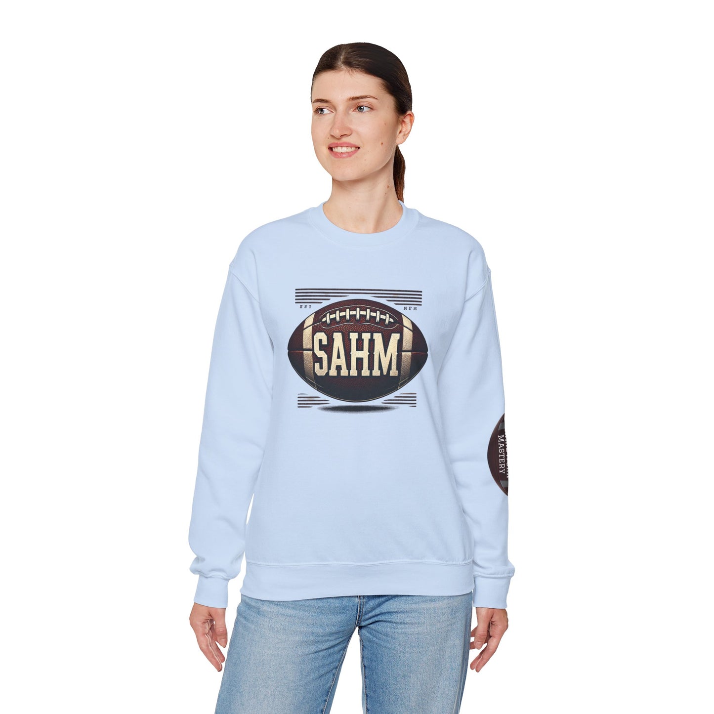 Football Sweatshirt “SAHM: Speed Agility Hardwork Mastery” - A Tribute of Achievement for Every Mom!