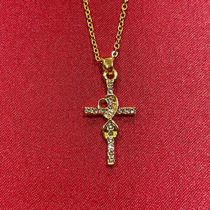 Diamond Accented Cross Pendant Necklace in Gold & Rose Gold - Elegant Faith-Inspired Jewelry