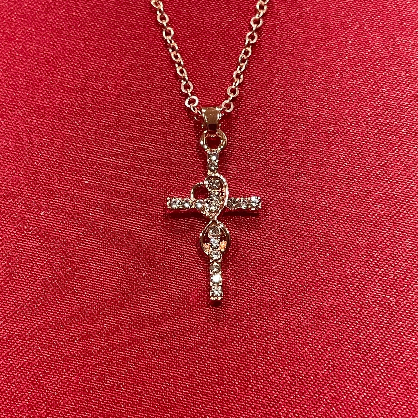 Diamond Accented Cross Pendant Necklace in Gold & Rose Gold - Elegant Faith-Inspired Jewelry