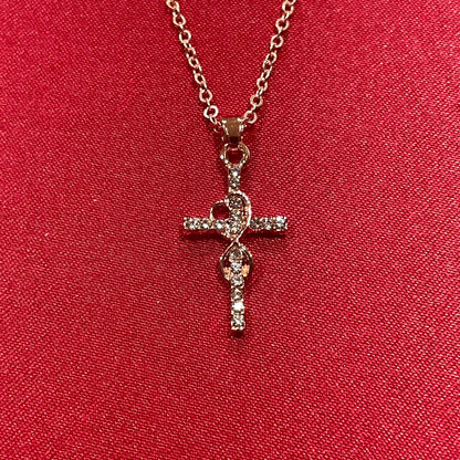 Diamond Accented Cross Pendant Necklace in Gold & Rose Gold - Elegant Faith-Inspired Jewelry