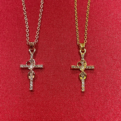 Diamond Accented Cross Pendant Necklace in Gold & Rose Gold - Elegant Faith-Inspired Jewelry