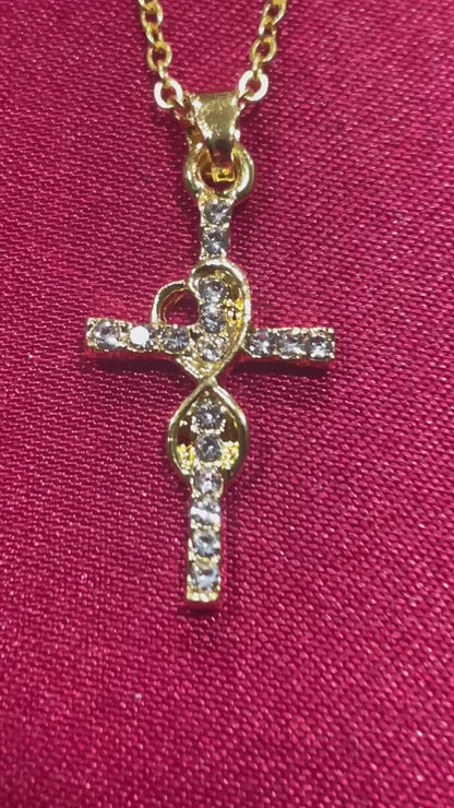 Diamond Accented Cross Pendant Necklace in Gold & Rose Gold - Elegant Faith-Inspired Jewelry